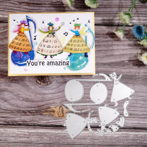 Inlovearts Singing Girl and Music Note Cutting Dies