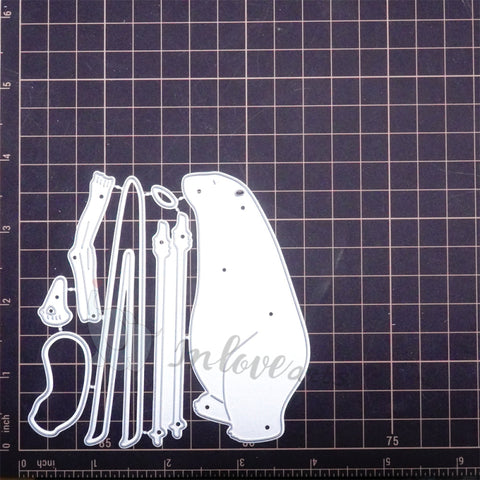 Inlovearts Skiing Polar Bear Cutting Dies