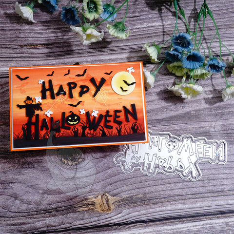 Inlovearts Spooky Happy Halloween Word Cutting Dies