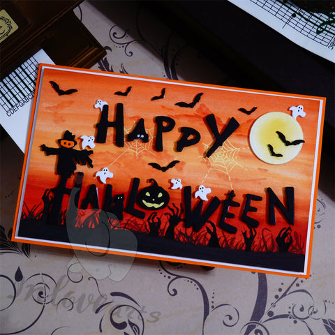 Inlovearts Spooky Happy Halloween Word Cutting Dies