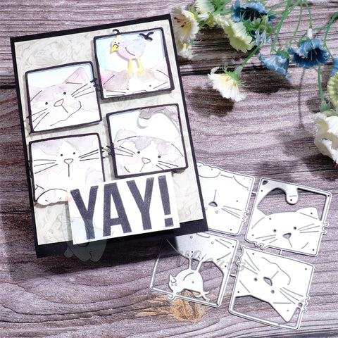 Inlovearts Square Cat Frame Cutting Dies