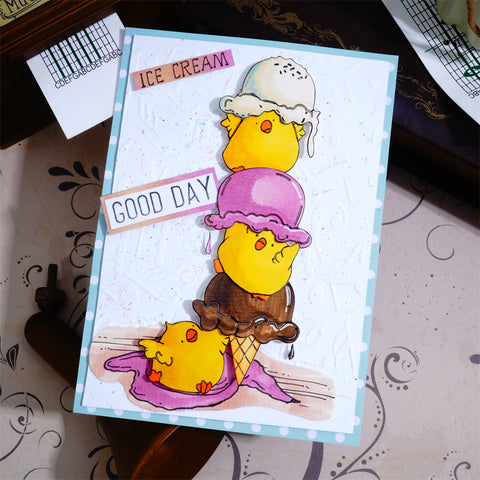 Inlovearts Stackable Chick Ice Cream Cutting Dies