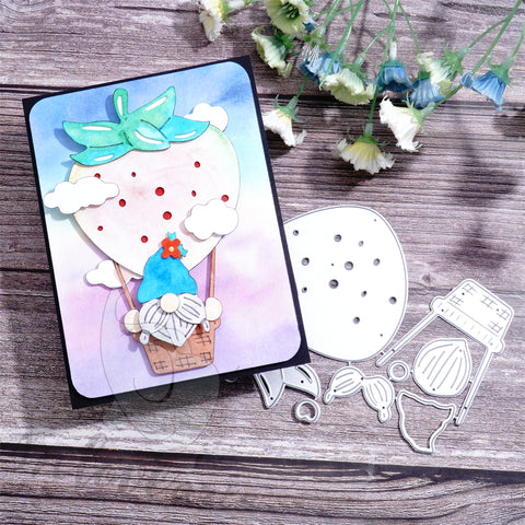 Inlovearts Strawberry Hot Air Balloon Cutting Dies
