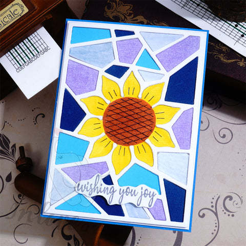 Inlovearts Sunflower and Lines Background Board Cutting Dies
