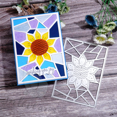 Inlovearts Sunflower and Lines Background Board Cutting Dies