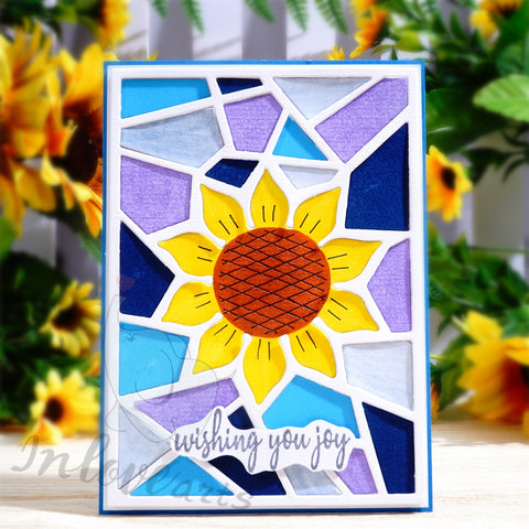 Inlovearts Sunflower and Lines Background Board Cutting Dies