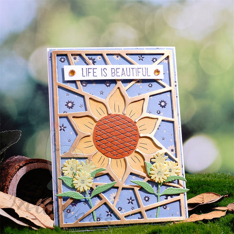 Inlovearts Sunflower and Lines Background Board Cutting Dies