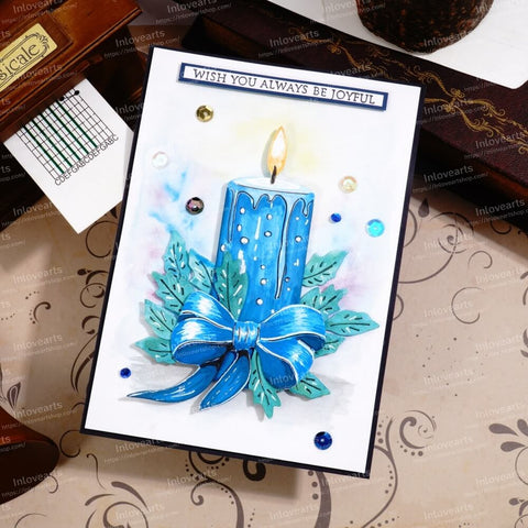 Inlovearts The Candle and Leaves Cutting Dies