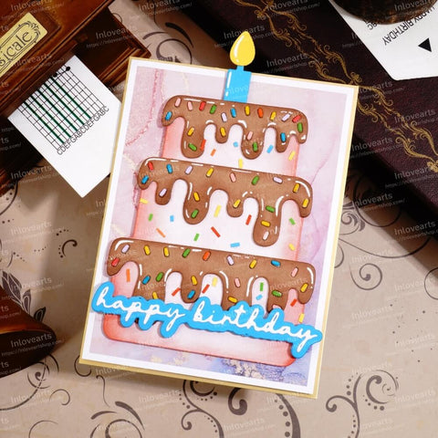 Inlovearts Three-tier Birthday Cake Cutting Dies