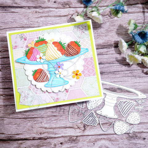Inlovearts Tray and Strawberries Cutting Dies