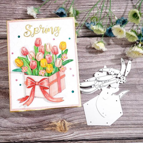 Inlovearts Tulip Gift Box Cutting Dies