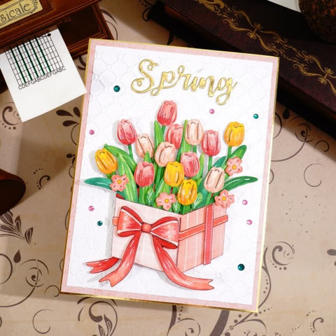 Inlovearts Tulip Gift Box Cutting Dies