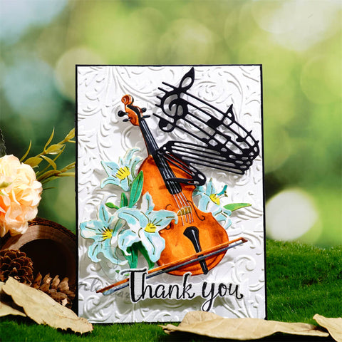 Inlovearts Violin Music Note and Lilies Cutting Dies
