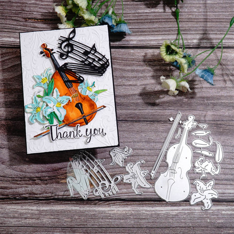 Inlovearts Violin Music Note and Lilies Cutting Dies