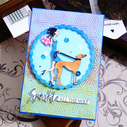 Inlovearts Walking with Pet Dog Cutting Dies