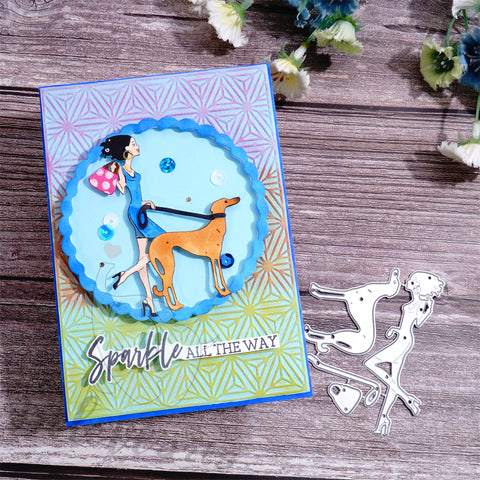 Inlovearts Walking with Pet Dog Cutting Dies