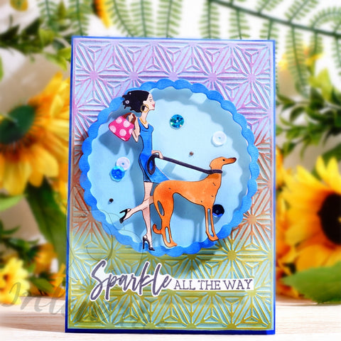 Inlovearts Walking with Pet Dog Cutting Dies