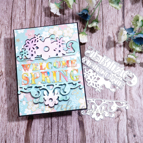 Inlovearts "Welcome Spring" with Flower Border Cutting Dies