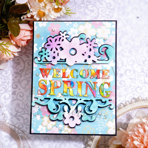 Inlovearts "Welcome Spring" with Flower Border Cutting Dies