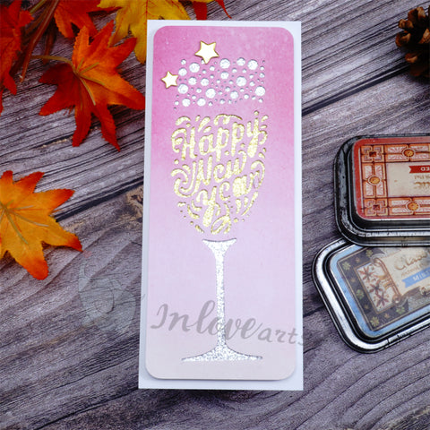 Inlovearts Words in Shape of Champagne Glass Cutting Dies