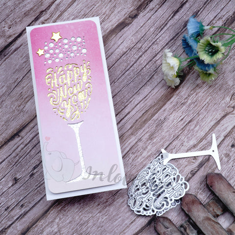 Inlovearts Words in Shape of Champagne Glass Cutting Dies