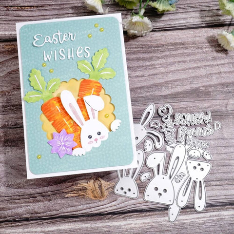 Inlovearts Bunny and Carrot with Word Cutting Dies