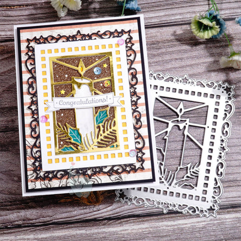 Inlovearts Christmas Candle Background Board Cutting Dies