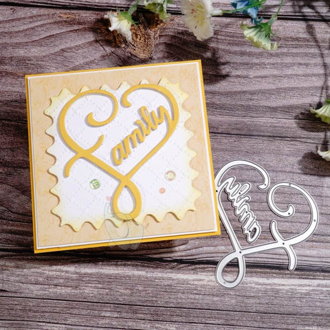 Inlovearts Family Word with Heart Shape Cutting Dies
