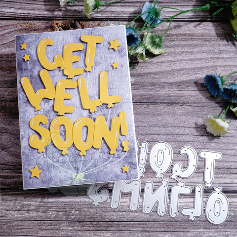 Inlovearts GET WELL SOON Balloon Word Cutting Dies