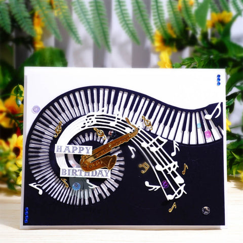 Inlovearts Piano and Music Note Border Cutting Dies
