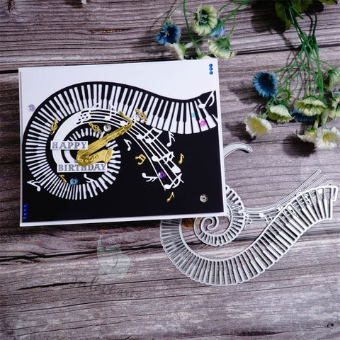 Inlovearts Piano and Music Note Border Cutting Dies