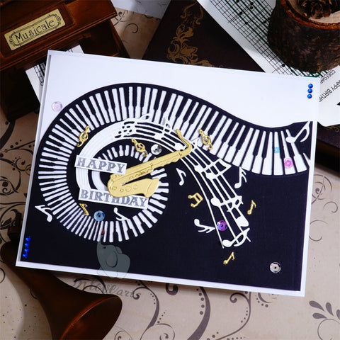 Inlovearts Piano and Music Note Border Cutting Dies