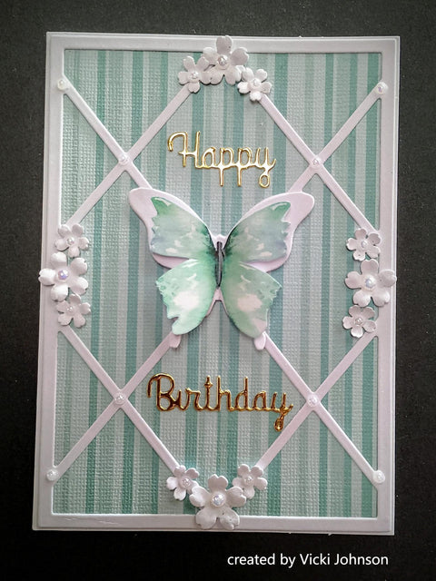 Inlovearts Butterfly and Grid Pattern Background Board Cutting Dies