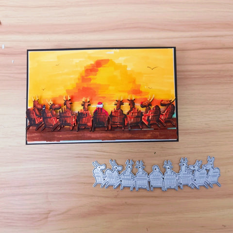 Inlovearts Santa Claus and Reindeers on Chairs Cutting Dies
