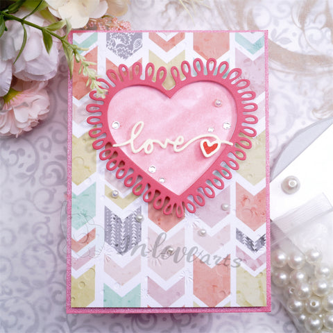 Inlovearts Herat Shaped Wavy Line Cutting Dies