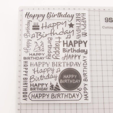 Happy Birthday Blessing Words Plastic Embossing Folder - Inlovearts