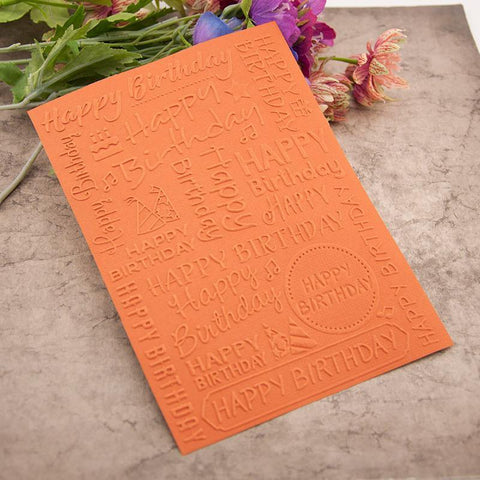 Happy Birthday Blessing Words Plastic Embossing Folder - Inlovearts