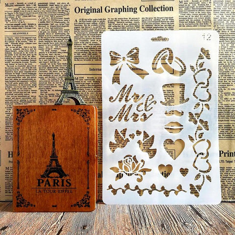 Handmade DIY Photo Album Theme Lace Ruler Hollow Painting Template