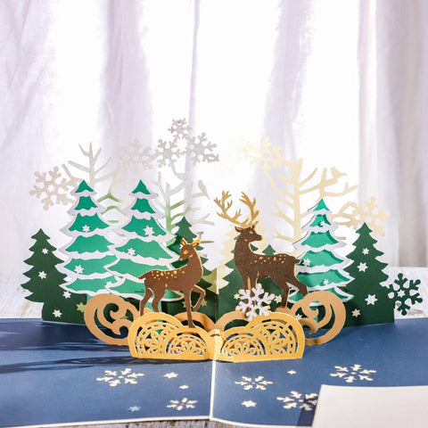 Inloveartshop Christmas Forest Elk Pop-up Card
