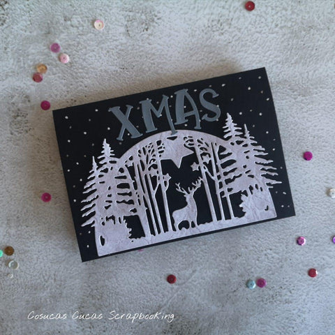 Inloveartshop Elk in Pine Forest Background Board Cutting Dies