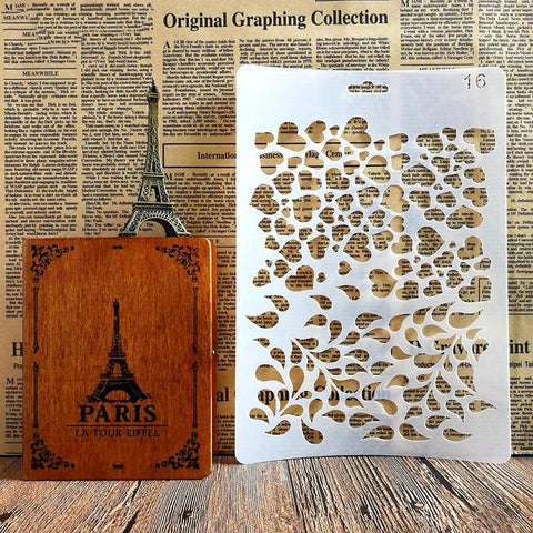 Handmade DIY Photo Album Theme Lace Ruler Hollow Painting Template