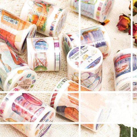 Watercolor storage control series, diary and photo album DIY decoration stickers, 2 rolls