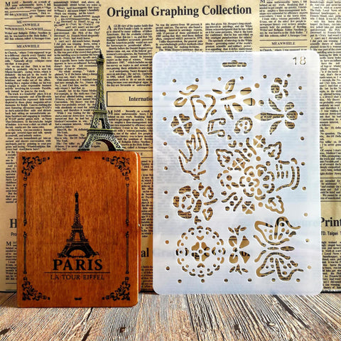 Handmade DIY Photo Album Theme Lace Ruler Hollow Painting Template