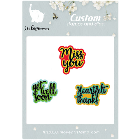 Inlovearts Warm Heart Words with Background Cutting Dies