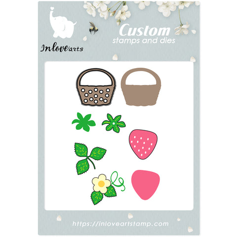 Inlovearts Strawberry with Basket Combined Cutting Dies