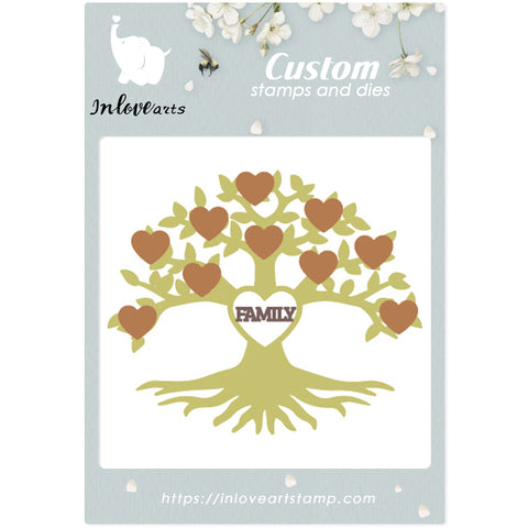 Inlovearts Family Tree with Heart Photo Frame Metal Cutting Dies
