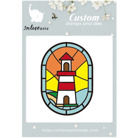 Inlovearts Lighthouse Oval Background Cutting Dies