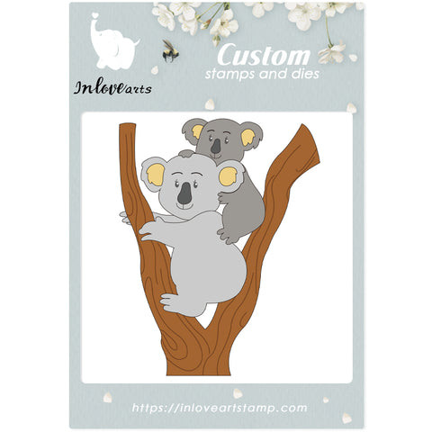 Inlovearts Koala Mother and Child on the Tree Cutting Dies
