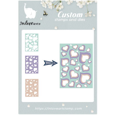 Inlovearts 3 Pcs Combined Heart Background Dies Set
