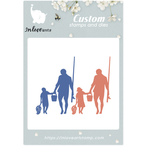 Inlovearts Father and Son Fishing Cutting Dies